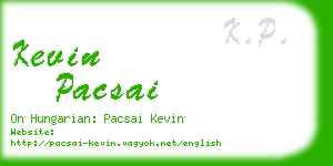 kevin pacsai business card